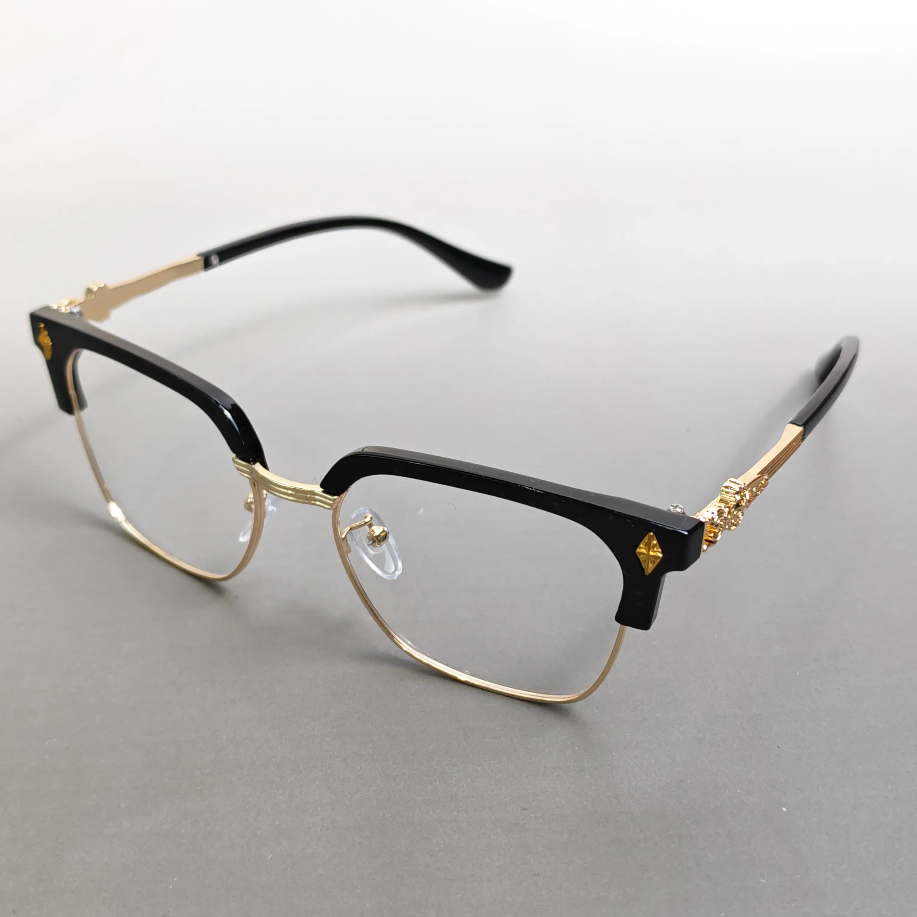 Vintage Square Frame Glasses for Men Women – Stylish Black & Gold Eyewear, Lightweight Fashion Glasses for Daily Wear, Business & Casual Outfit Accessories