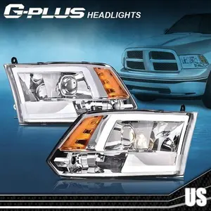 LED DRL Amber Corner Chrome Headlights LH+RH Fit For 09-12 Ram 1500 2500 3500