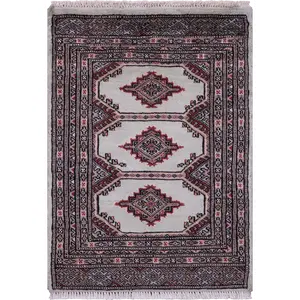 Light Green Bokhara Hand-Knotted Wool Rug - 2' 1" X 2' 10"