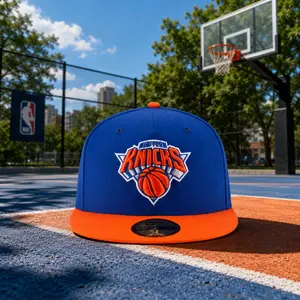 New York Knicks 2T NBA Team Basic Snapback Hat by New Era | Adjustable Flat Brim Cap | Unisex Basketball Streetwear