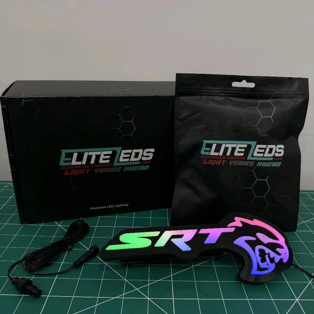 SRT Hellcat LED Illuminated Badge — RGB Color Changing Emblem