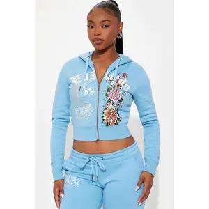 Ed Hardy Skull Haven Zip Up Hoodie - Light Blue R