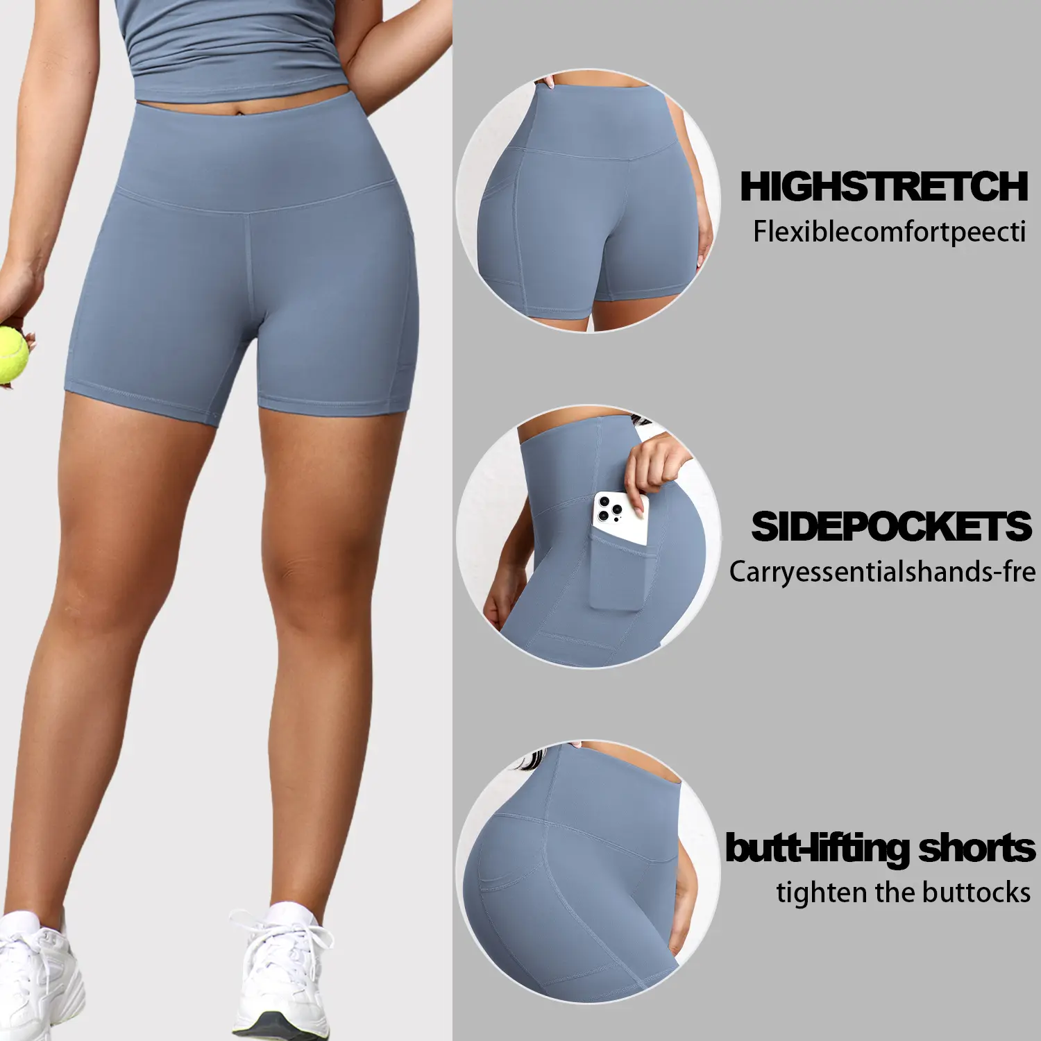 Women’s 4-pack cycling shorts with pockets for easy carry of essentials; 5-inch high-waisted tummy-control stretchy yoga/fitness shorts Women’s 4-pack cycling shorts with pockets for easy carry of essentials; 5-inch high-waisted tummy-control stretchy yoga/fitness shorts