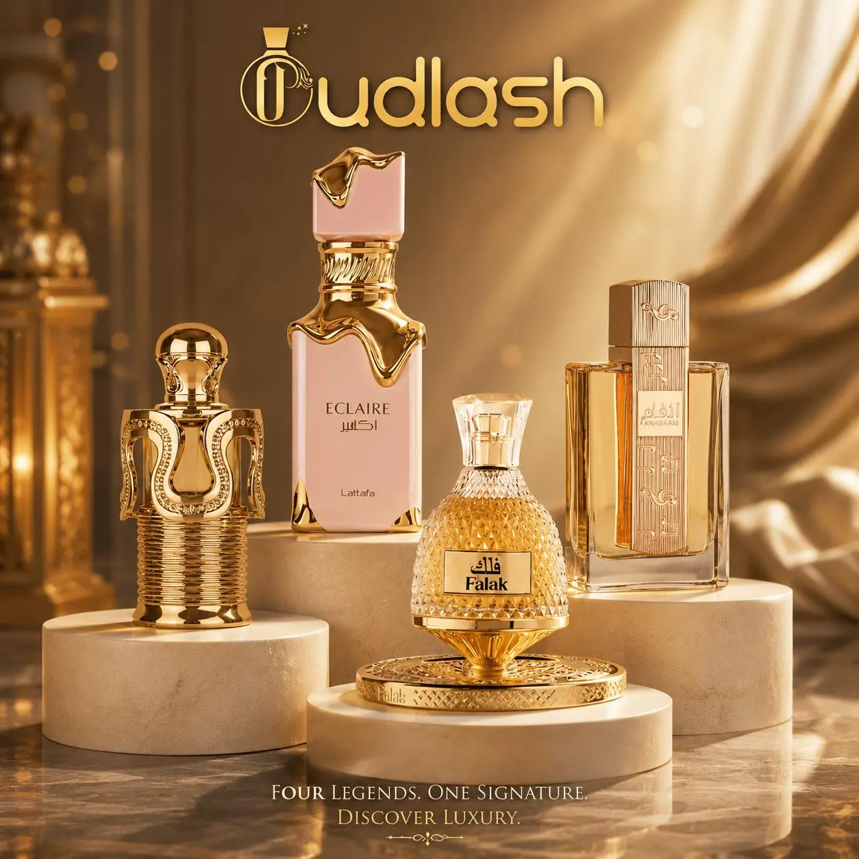 Oudlash Bundle | Eclaire + Angham + Falak + Maitha | Unisex Fragrance | 20-100ML | Eau De Parfum | Sweet- Caramel and Vanilla