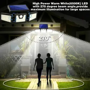 2-Pack Solar Outdoor Wall Lights Tri-Fold Rotatable 270°C Illumination 2500LM Motion Sensor Flood Light with 6500K LED for Large Spaces, Solar Floodlight, Wireless Wall Lights