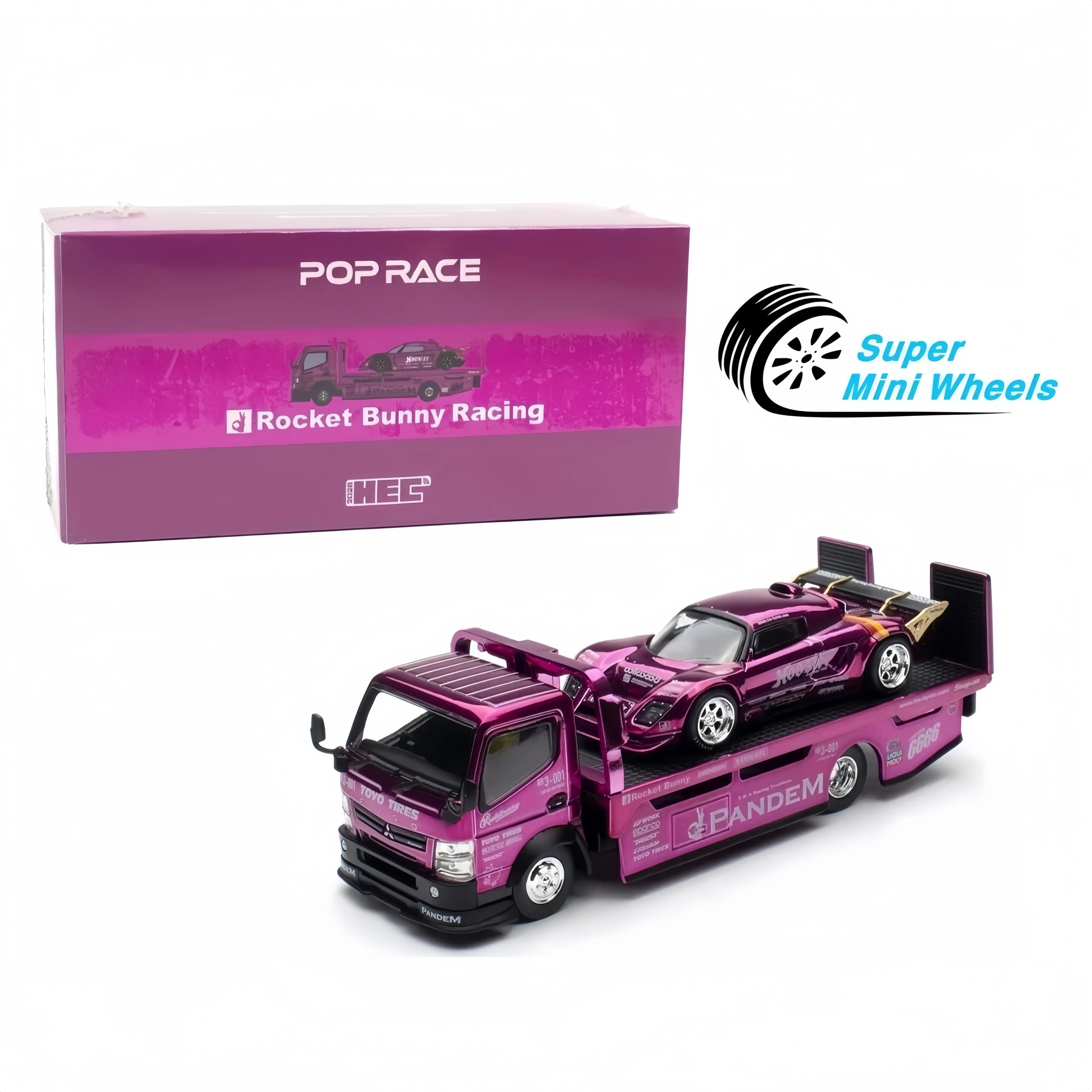 Pop Race 1:64 Pandem Lotus Elise & Truck Chrome Purple Rocket Bunny Set HEC 2026