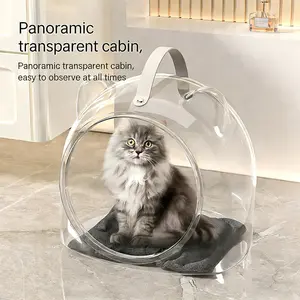 360° Panoramic View Cat Pod with Carrying Handle, Semi-Enclosed Pet Bed with High Transparency Design, Year-Round Comfortable Cat Cave for Indoor Resting, Easy to Relocate Around Your Home for Cozy Sleeping Spots