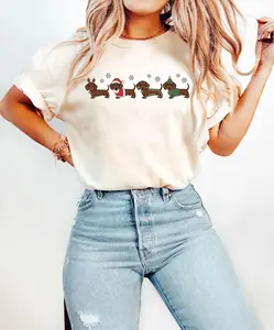 Comfort Colors Dachshund Christmas Shirt, Wiener Dog Holiday Tee, Dog Lover Gift, Cute Christmas Dog Shirt, Funny Pet Lover Gift