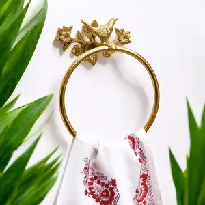 Brass Bird Towel Ring - Polished Finish