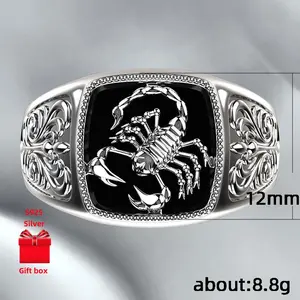 925 Sterling Silver Ring, Centipede-Shaped Ring, Personalized Vintage Ring Men's Ring Fashion Classic Ring  Jewelry Box Elegant Men's Birthday  Holiday  Valentine's Day  Meeting  Suitable for Daily Wear gift
