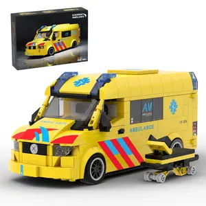 648PCS European Ambulance Simulation Building Blocks Set - City Rescue Vehicle Model Puzzle Toys, Educational Toys, Holiday Gifts, Creative Construction Blocks for Table Decoration, Ideal Gifts for Friends and Lovers