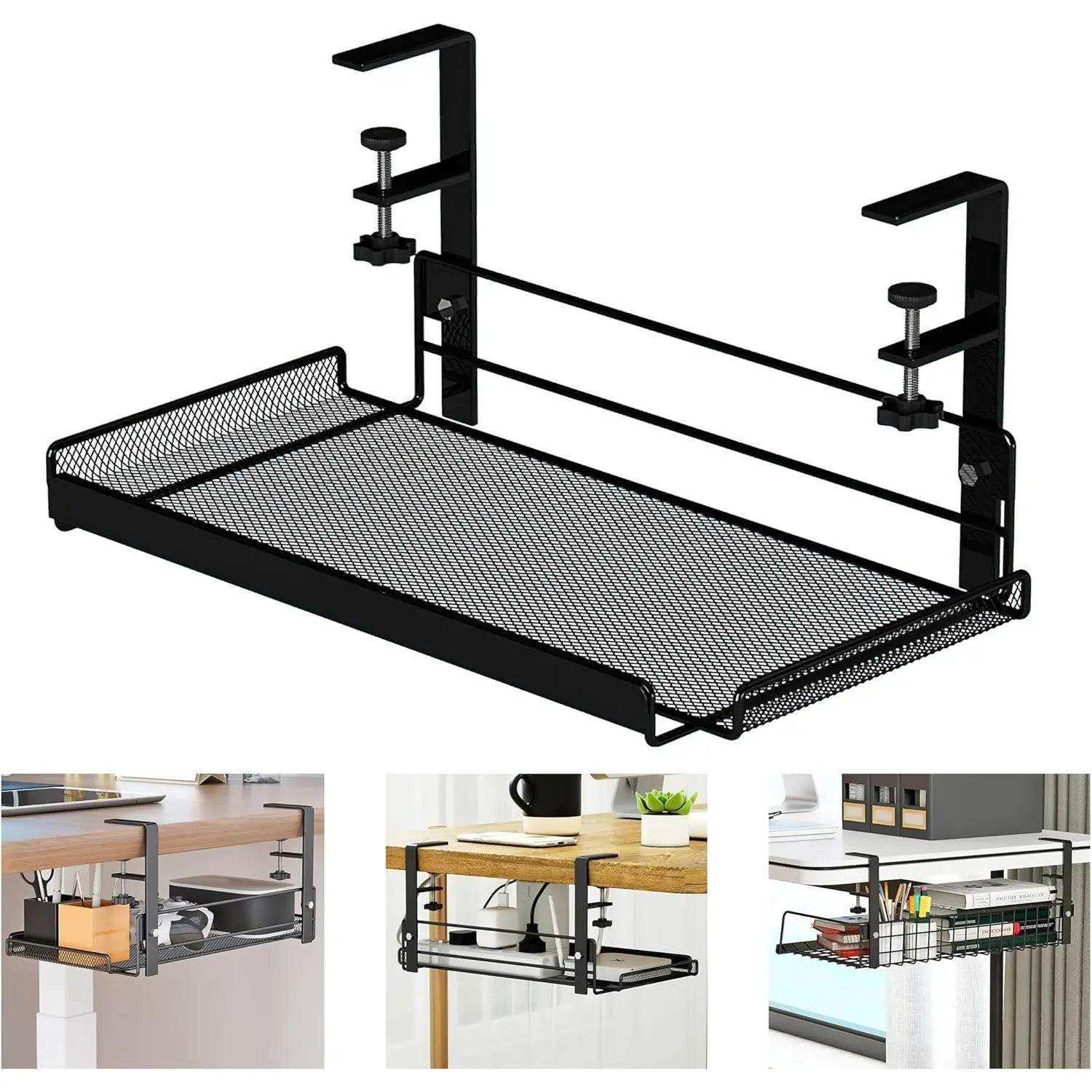 Desk Cable Management Tray, No Drilling Screwless Design, Wire Organizer with Clamps, Cable Organizers, Office Home Computer Cabling Rack, Desk Safe