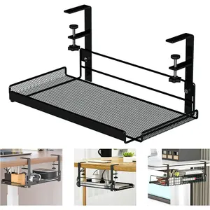 Desk Cable Management Tray, No Drilling Screwless Design, Wire Organizer with Clamps, Office Home Computer Cabling Rack, Desk Safe