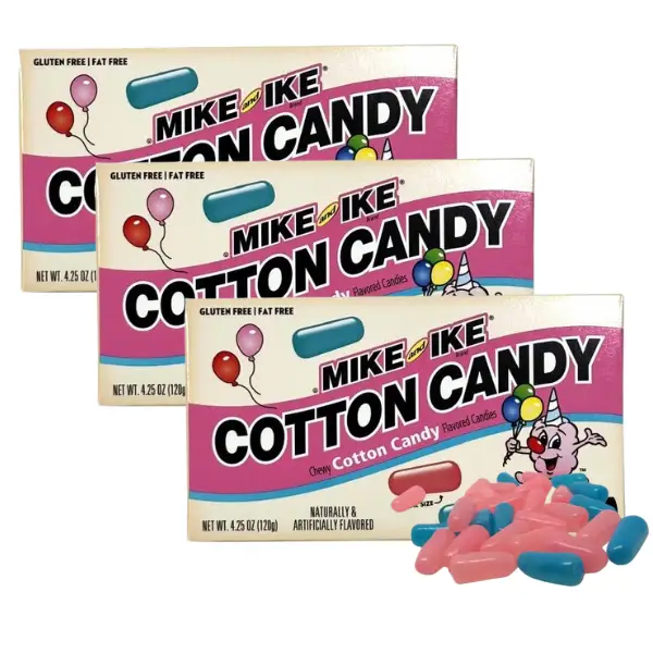 Mike and Ike Cotton Candy 4.25 oz - Pack of 3 Boxes | Viral TikTok Candy | Sweet Chewy Candy Snack | Movie Theater Treat
