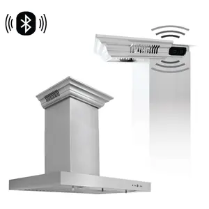 ZLINE 36 in. CrownSound™ Ducted Vent Wall Mount Range Hood in Stainless Steel with Built-in Bluetooth Speakers (KECRN-BT-36)