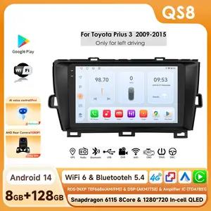 QLED DSP 8G+128G 2Din Android 14 for Toyota Prius XW30 2009-2015 Car Radio Multimedia Video Player GPS Navi Stereo Carplay 4G BT