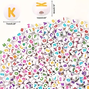 100pcs Acrylic Letter Beads 7x4mm Mixed Colors for DIY Jewelry Making, Beaded Jewelry, Handmade Bracelet Necklace Earring Accessories, Scene Decoration, Bead Assortment, DIY Beading Accessories