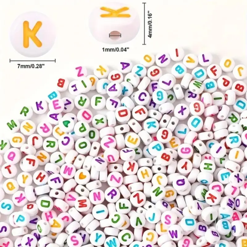 100pcs Acrylic Letter Beads 7x4mm Mixed Colors for DIY Jewelry Making, Beaded Jewelry, Handmade Bracelet Necklace Earring Accessories, Scene Decoration, Bead Assortment, DIY Beading Accessories, Alphabet Charms