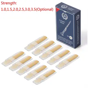10 pieces of clarinet reeds with hardness levels (1.0, 1.5, 2.0, 2.5, 3.0, 3.5)