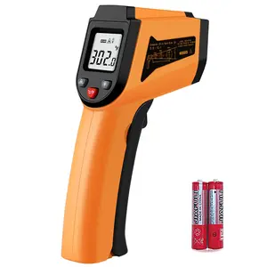 Long Probe Thermometer Included, Infrared Thermometer Cooking Digital Temperature Gun with Self Calibration -58~752℉(-50~400℃), Non-Contact Laser Temp Gun with Backlit (NOT for Human), Max Min Measure