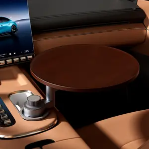 Steering Wheel Tray & Car Desk - 360° Rotating Wooden Cup Holder Table with Car Trays for Eating & Car Laptop Mount, Fits Front/Back Passenger Seat