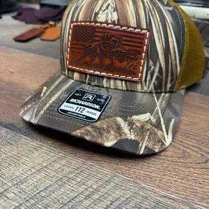 Duck Hunting Hat, Duck Hunting Flag, American Flag Hat, Leather Patch Hat