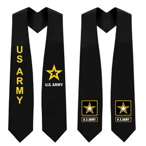 US Army Graduation Stole Class of 2026 Military Graduation Sash Veteran ROTC Gift Black Gold Army Star Commemorative Kente Stole