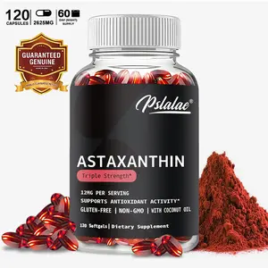 Pslalae Astaxanthin Softgel  Astaxanthin 12mg, 120 Softgels, 1 Month Supply,  Promotes Cardiovascular Health , Improves blood circulation and Immune Support, Non-GMO