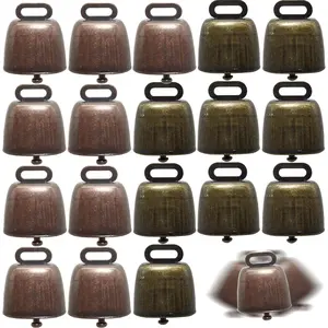 18PCS Cow Horse Sheep Grazing Copper Bells Small Brass Bells Cattle Goat Farm Loud Bronze Bell Long Distance Horse Sheep Iron Bells for Christmas Decoration (Green Bronze and Red Bronze)