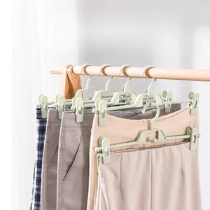 PrimPick 10pcs Adjustable Non Slip Pants Clips Clothes Drying Rack Space Saving Household Hanger for Indoor and Outdoor Use Plastic Design for Trousers and Shorts