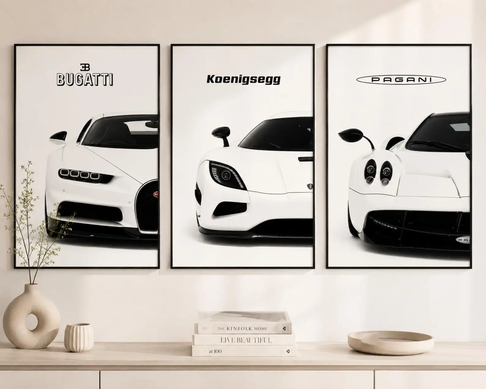Hypercar Poster Set of 3,Bugatti Koenigsegg Pagani Wall Art Print,Supercar wall Art Print,Man Cave Decor,Automotive Art