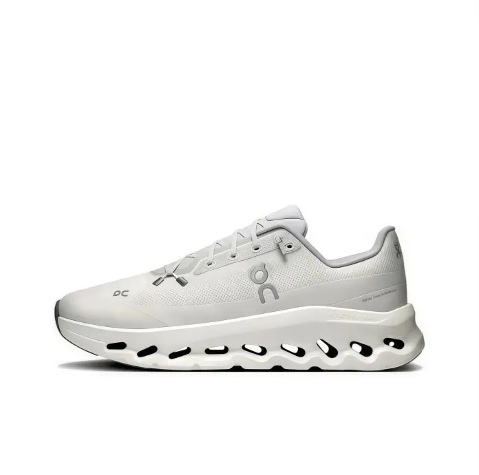 Road running shoes all white minimalist upper white chunky hollow midsole soft cushioning lightweight breathable jogging workout daily street casual clean look unisex athletic footwear