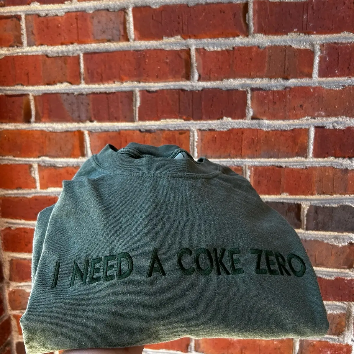 Tshirt embroidered “I NEED A COKE ZERO” simple minimalist monochromatic  trendy soda pop lover caffeine drinks gifts unisex