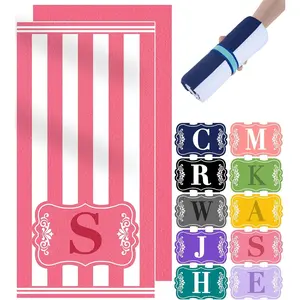 Oversized Microfiber Monogrammed Beach Towels Vacation Essentials Blanket Pool Towel Personalized Custom Customized Sand Free Quick Dry Compact Foldable Double Sided Printed Women