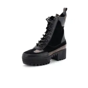 Pre-owned Louis Vuitton Women's Laureate Platform Desert Boots Suede with Monogram Canvas by Rebag