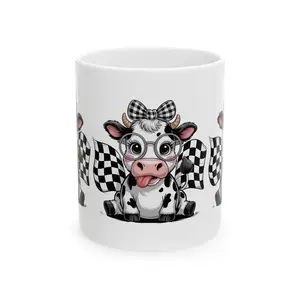 Cute Cow Ceramic Mug for Animal Lovers, Farmhouse Decor, Funny Gift for Cow Fans, Dairy Theme Kitchenware, Holiday Mug