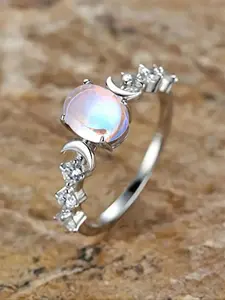 1 PC Fashion Cubic Zirconia Gemstone Statement Ring For Women For Wedding Engagement Party Jewelry Valentine's Day Gift