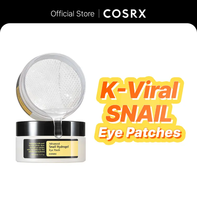 [COSRX Official] Snail Mucin Under Eye Patches (60 Count) - Korean Skin Care Moisturizer Mask, Hydrating Treatment for Dark Circles & Fine Lines