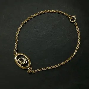 Pre-owned Christian Dior Logo Oval Gold Tone Bracelet 11624205273/387173