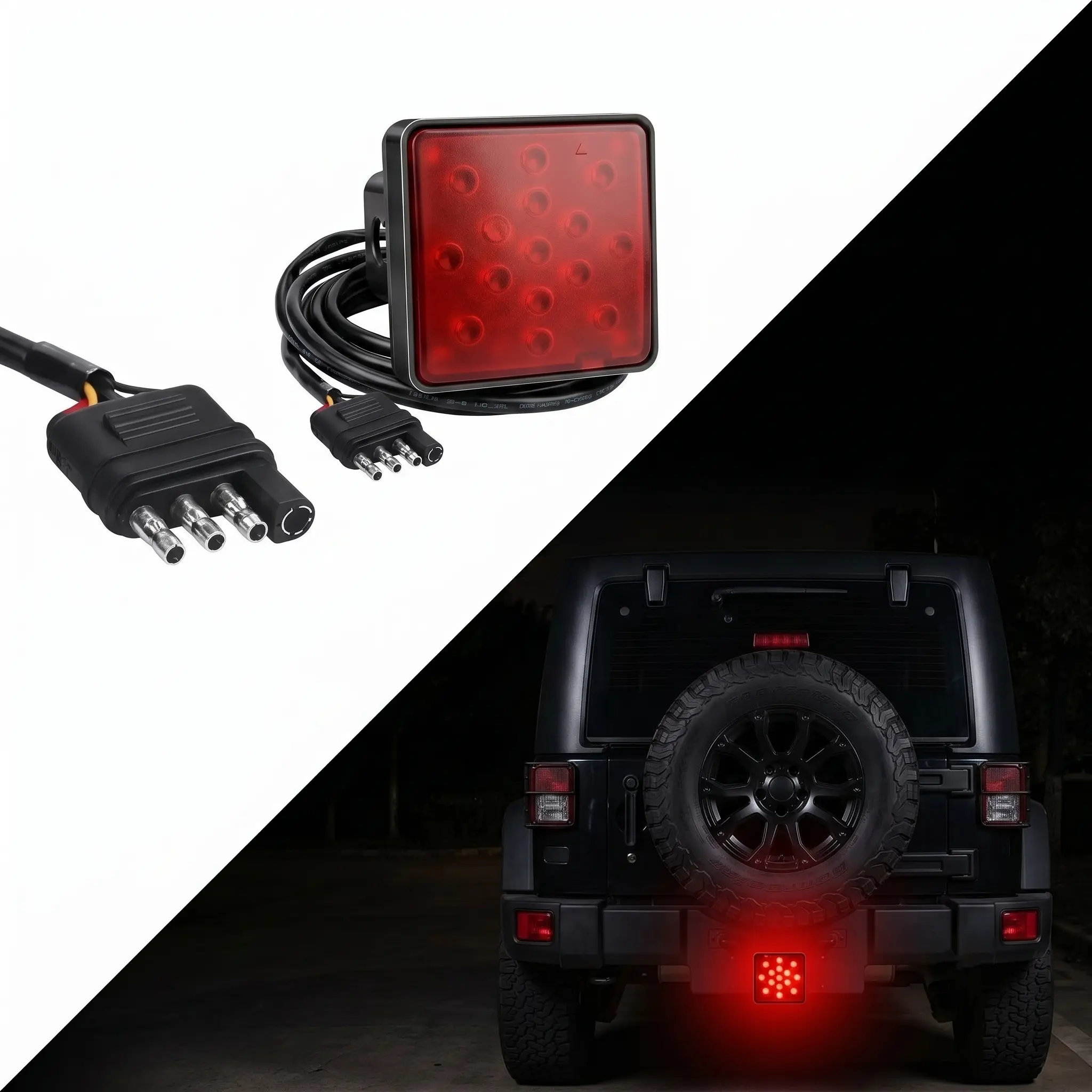Durable Energy-Saving 15-LED Tow Hitch LED Light with Red Lens, 2-Inch Receiver Hole Brake Signal Lamp for Pickup Trucks, SUVs, Universal Fit Car Lights