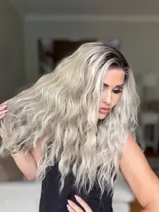 AISOM New Release Marissa Ash Beige Blonde Long Water Wave Synthetic Lace Front Wig 20 Inches 13x4 Free Part Glueless Wig for Women