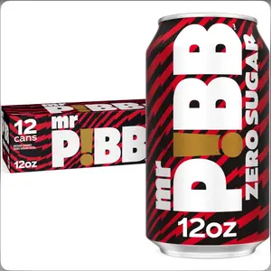 Mr. P!BB Zero Sugar Kickin Cherry Soda 12oz Cans Pack of 12 Refreshing Sugar-Free Beverage