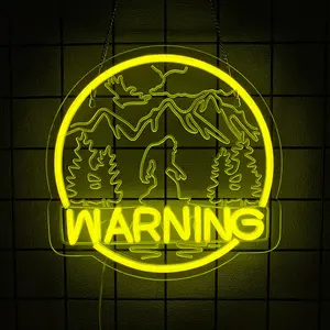 Warning Bigfoot Neon Sign Lights for Wall Decor in Bedrooms, Man Caves, and Garages Bigfoot Easter Birthday Party Gifts for Male Friends Neon Light