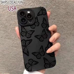 Butterfly Pattern Phone Case, TPU All-inclusive & Drop-resistant Protective Case, Decorative Phone Accessories Compatible with iPhone 11 12 13 14 15 Pro Max 15 Plus