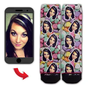 Function - Custom Valentines Candy Hearts Face Socks Head Gift Lover Wife Husband Cute Funny Upload Personalize Customize