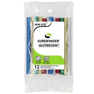 Glitter Stik 4" Mini Size Variety Glitter Hot Glue Sticks - 12 Pack