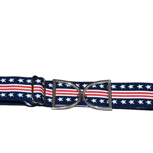 Stirrup American flag Stretch Equestrian Belt One Size Fits Most with Patriotic American Flag Design and Metal Buckle