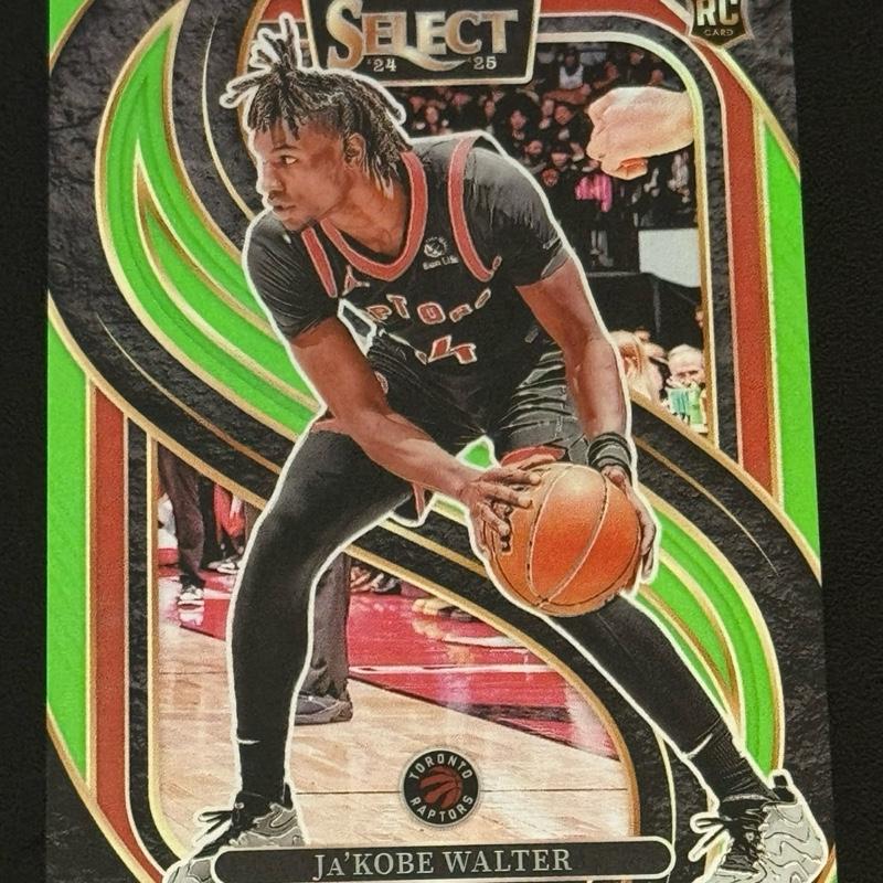 BASKETBALL- 2024-25 Panini Select - Ja'Kobe Walter Lime Green /75 Rookie Card Premier Level - Toronto Raptors sports  cards