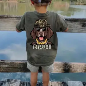 Youth and Adult Bruh GSP Dog Short Sleeve Shirt, Southern Boys Girls Tee, Hunting & Fishing Graphic Top, Camo Country Style T-Shirt, Outdoor Kids Apparel, Gift For Boys