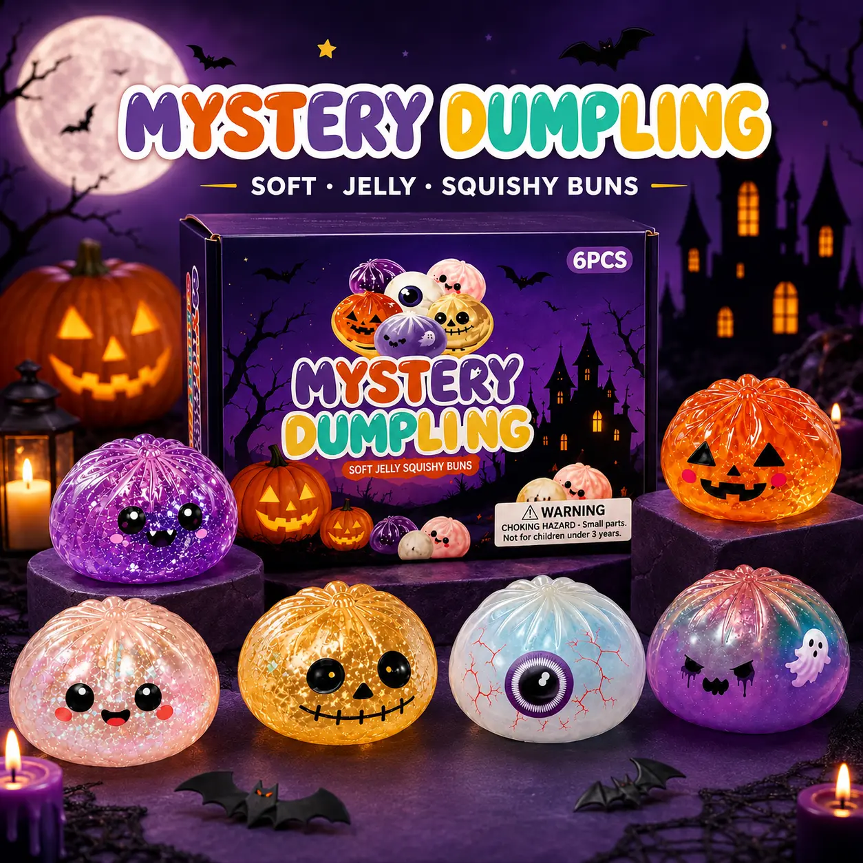 Cute Halloween Scary Ghost Squeeze Toy Set, Portable Stress-Relief Hand Toys, Perfect Halloween Party Treat Bag Fillers and Holiday Gifts